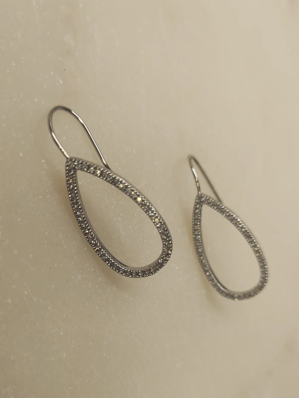 BOGO! NEW! Silver Open Teardrop Pave Crystal French Wire Earrings